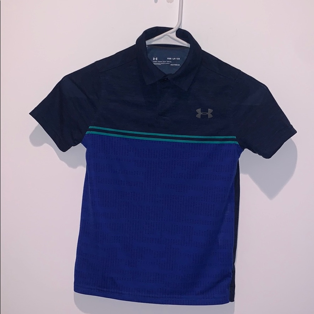 EUC BOYS UNDER ARMOUR SMALL HEATGEAR GOLF SHIRT
